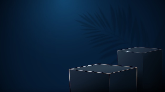  Luxury Dark blue and gold boxes podium display