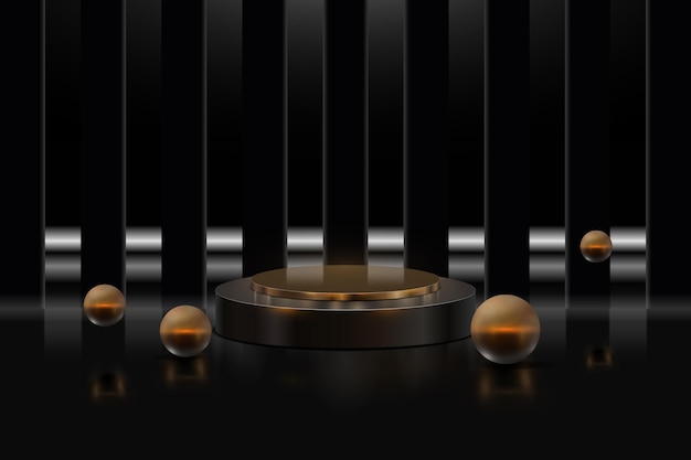 Luxury dark podium background with glass ball