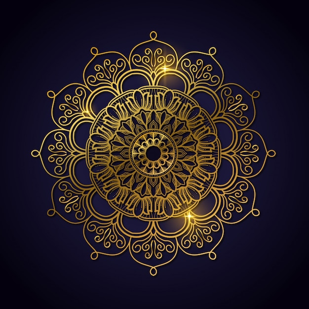 Luxury decoration of mandala flowers with shiny gold color. yoga template. relax, islamic, arabesques, indian, turkey.