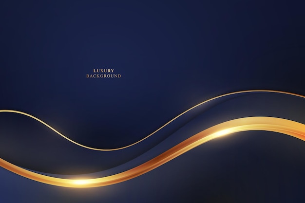 Luxury design blue and golden wave with lines light background Vector illustration