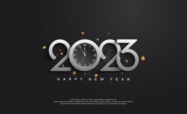 Luxury design happy new year 2023 with silver number