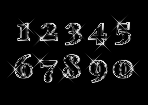 Luxury Elegant 3D Silver Numbers Set