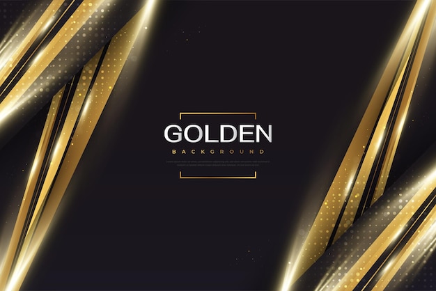 Luxury and Elegant Black and Gold Background with Golden Light and Paper Cut Style Can be Used for Award Banner Card Nomination Ceremony Formal Invitation or Certificate Design