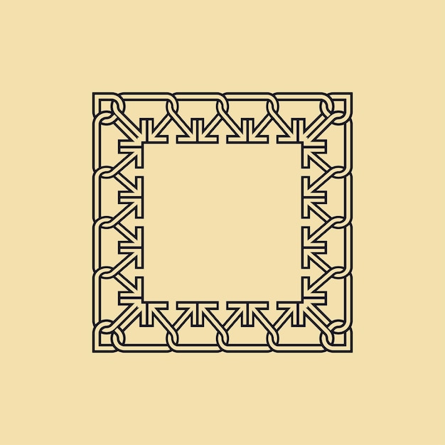 luxury elegant cream black square pattern frame