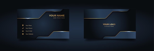 Luxury and elegant dark navy blue business card design with gold style minimalist print template