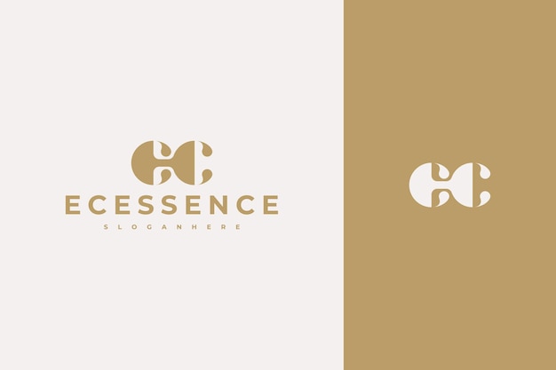 luxury elegant letter c e beauty logo design vector