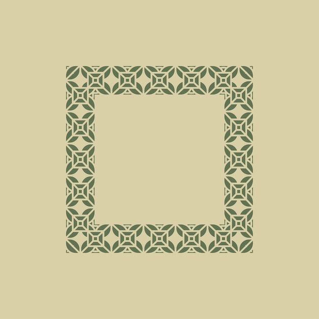 luxury elegant olive green square leaves pattern frame