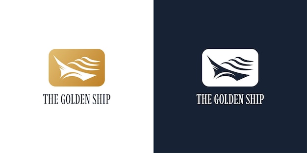 Luxury and Elegant Ship Logo Design in Golden Gradient Style Yacht or Cruise Logo Suitable for Travel or Tourism Company Logo