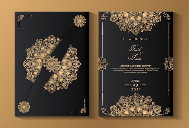 luxury elegant wedding invitation card premium vector