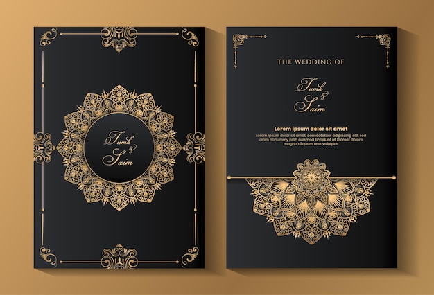 luxury elegant wedding invitation card premium vector