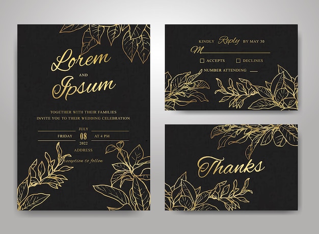 Luxury Elegant Wedding Invitation Card Template Set