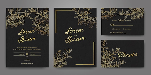 Luxury Elegant Wedding Invitation Card Template Set