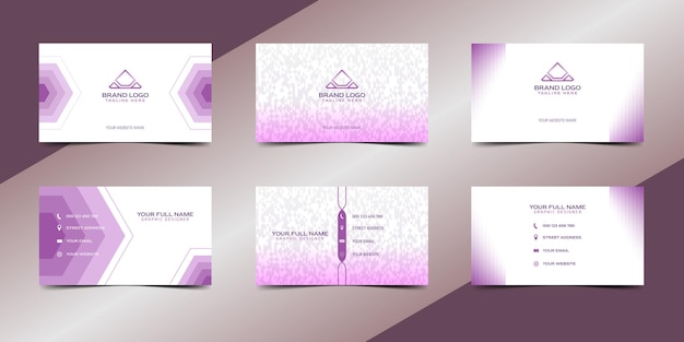 Luxury and elegant white purple modern business card template set