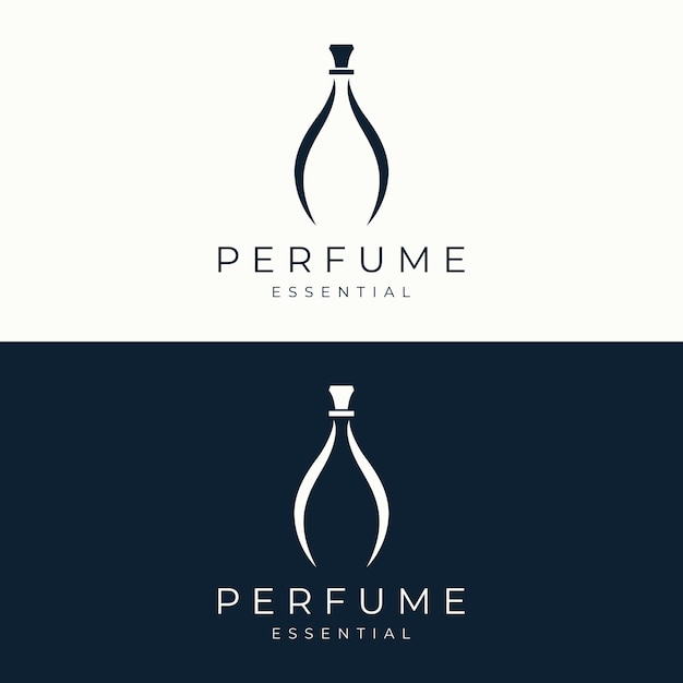 Luxury essence fragrance perfume logo design isolated background