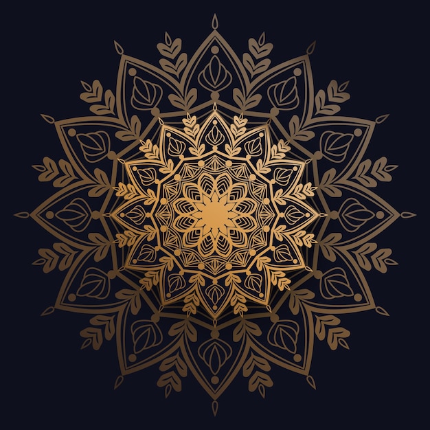 Luxury ethnic mandala background with glossy golden gradient effects