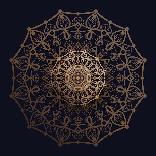 Luxury ethnic mandala background with golden color gradient effects