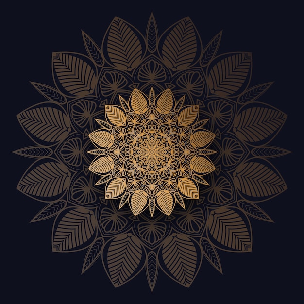 Luxury ethnic mandala background with shiny gold gradient effects