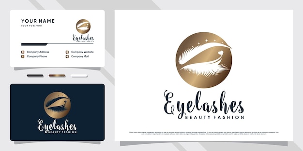 Luxury eyelashes logo design for beauty studio with creative concept and business card template