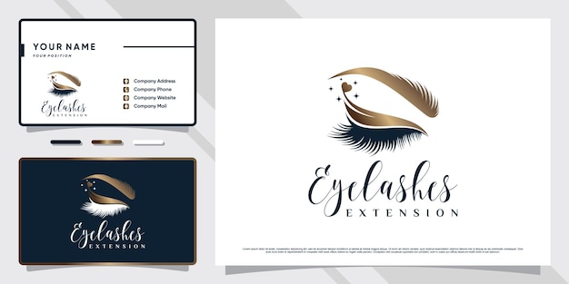 Luxury eyelashes logo design for beauty studio with creative concept and business card template