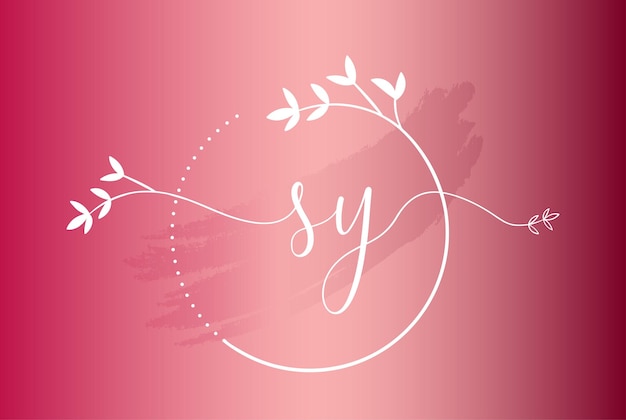 luxury feminine initial letter sy logo design template with calligraphy