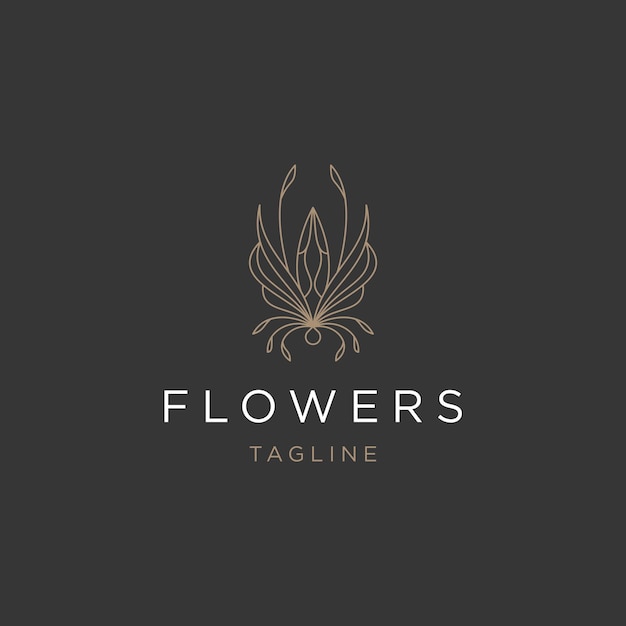 Luxury flower line logo icon design template flat vector