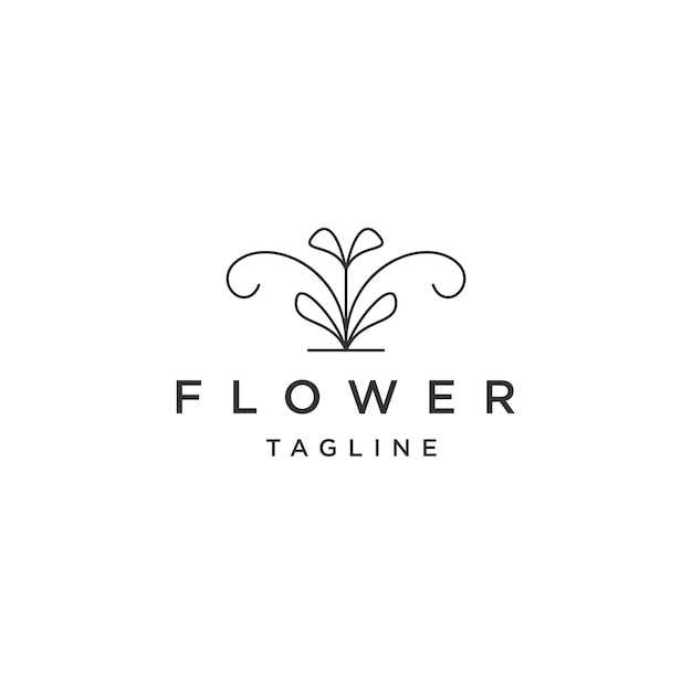 Luxury flower line logo icon design template flat vector