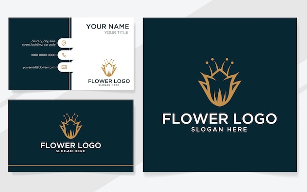 Luxury flower logo suitable for boutique spa beauty etc with business card template