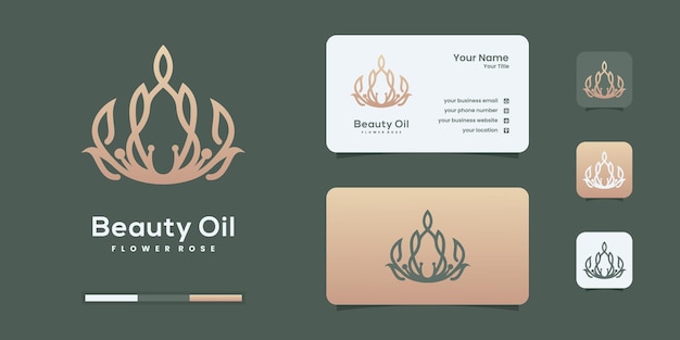 Luxury flower rose and olive oil logo design templates.