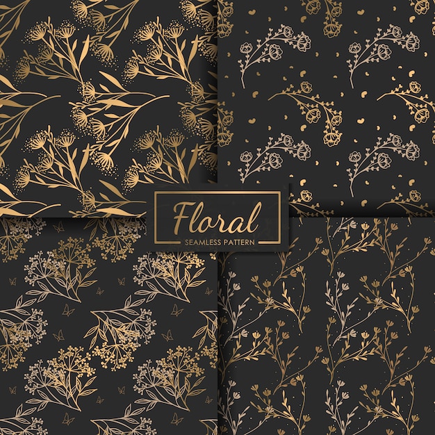 Luxury flower seamless pattern set, Decorative wallpaper.