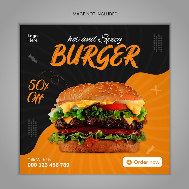 Luxury food menu special delicious Burger social media post design template