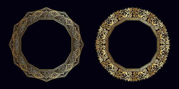 Luxury frame golden mandala concept set