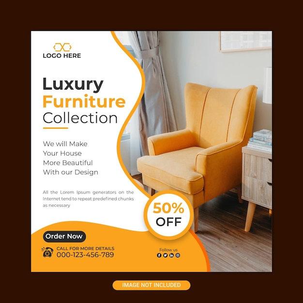 Luxury Furniture big sale promotional web banner or social media banner template