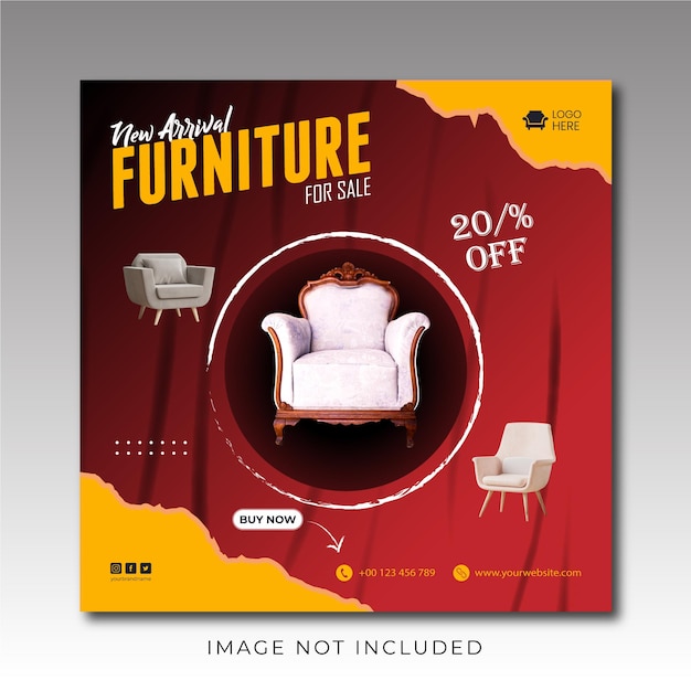 Luxury furniture sale banner or social media post template design