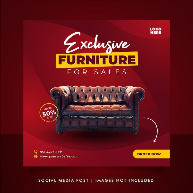 Luxury furniture sale banner or social media post template