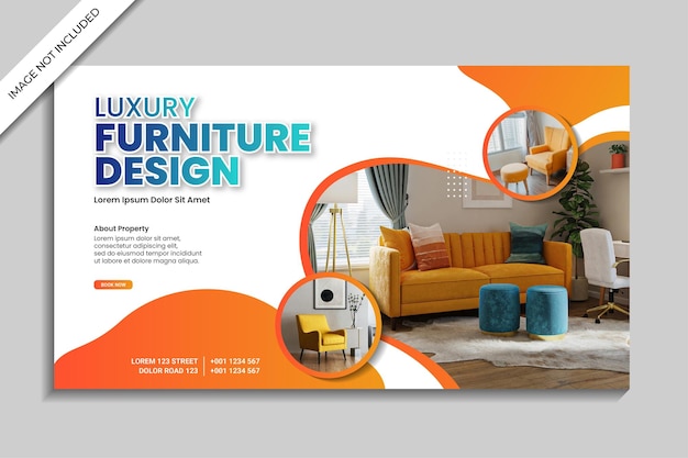 luxury furniture for sale social media cover and web banner Premium Vector