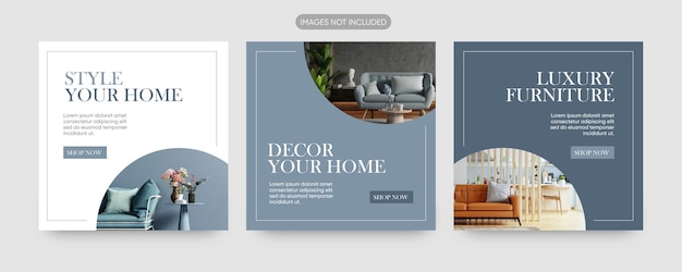 Luxury furniture shop social media post templates