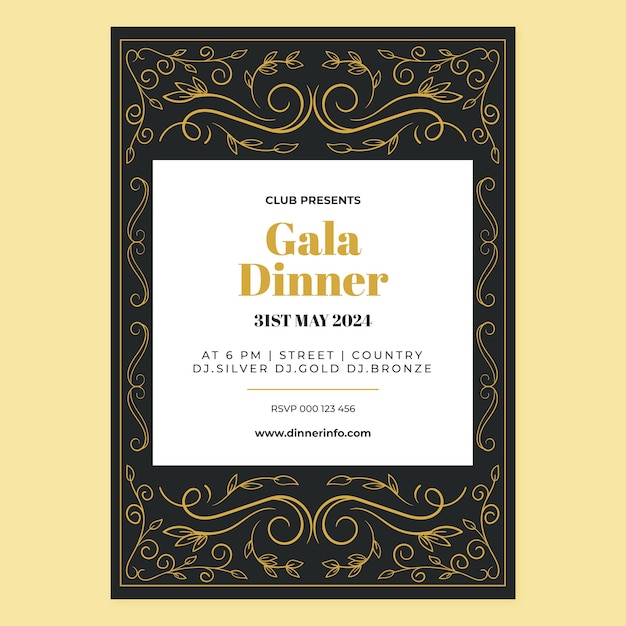 Luxury gala dinner poster template