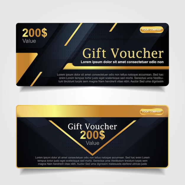 Luxury gift voucher with gold element decoration