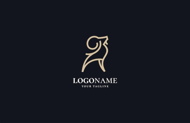 Luxury goat line logo design vector template