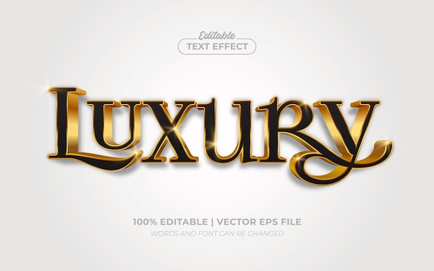 Vector luxury gold 3d shiny elegant editable text effect font style