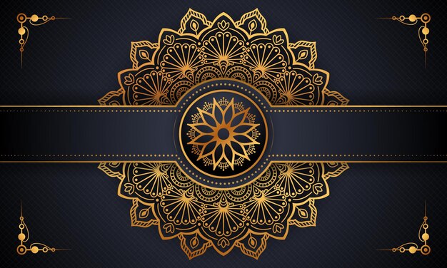 luxury gold arabesque pattern in mandala background Premium Vector