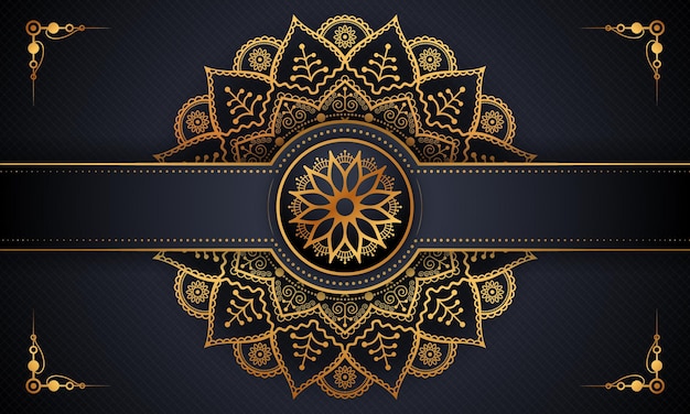 luxury gold arabesque pattern in mandala background Premium Vector