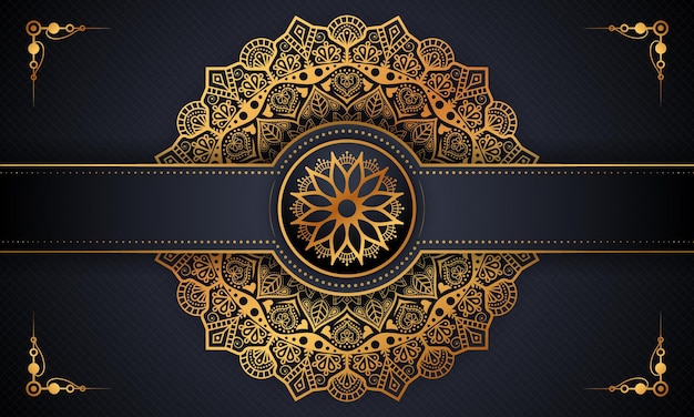 luxury gold arabesque pattern in mandala background Premium Vector