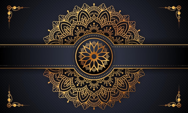 luxury gold arabesque pattern in mandala background Premium Vector