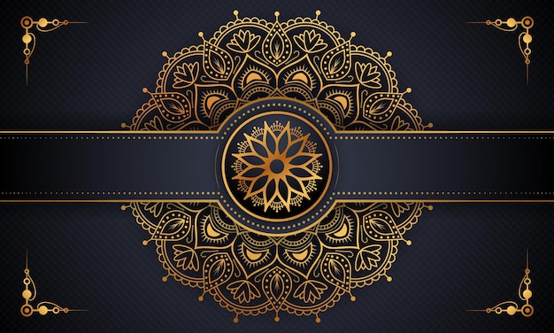 luxury gold arabesque pattern in mandala background Premium Vector