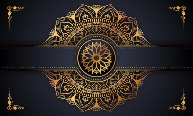 luxury gold arabesque pattern in mandala background Premium Vector