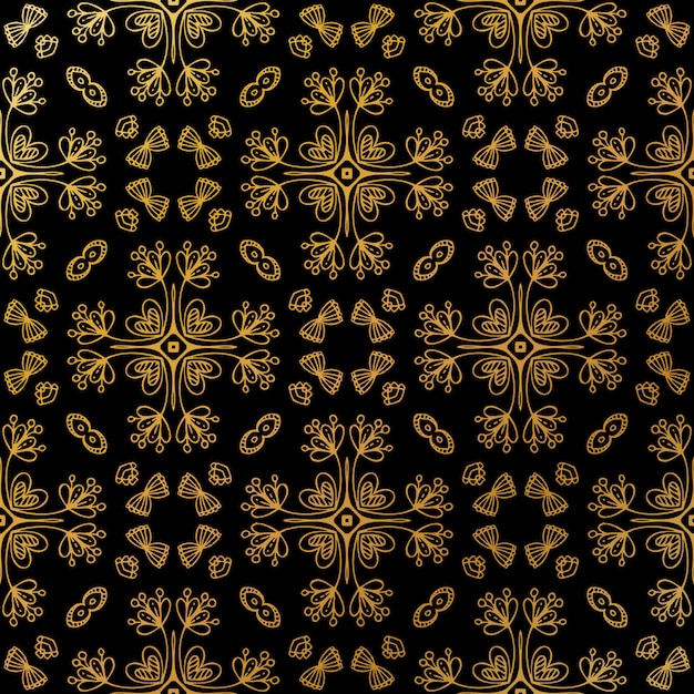 Luxury gold batik seamless pattern, Batik Indonesian is a technique of wax-resist dyeing applied to whole cloth