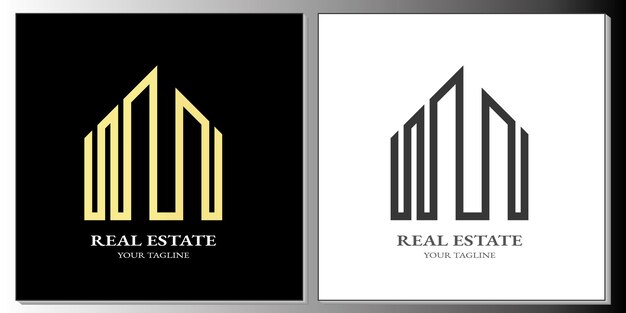 luxury gold and black building real estate logo template new premium design