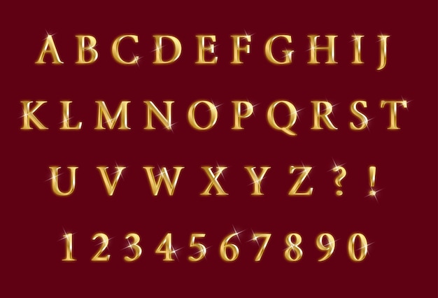 Luxury Gold Bling Alphabets Numbers Set