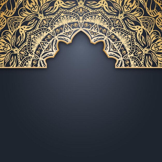 Vector luxury gold border frame islamic ornament style gate